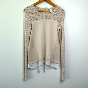 WHBM| Oatmeal Colored Back Tie Sweater sz S